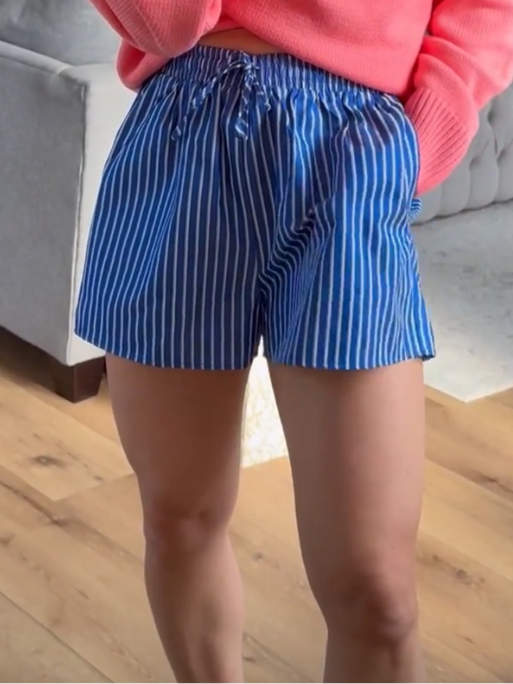 Blue Striped Drawstring Women’s Shorts🎆